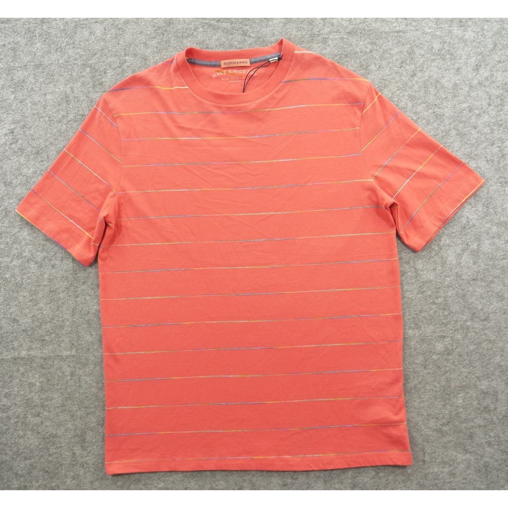 Scotch & Soda Shirt Mens Large Pink Tee Logo Crew Neck Short Sleeve New